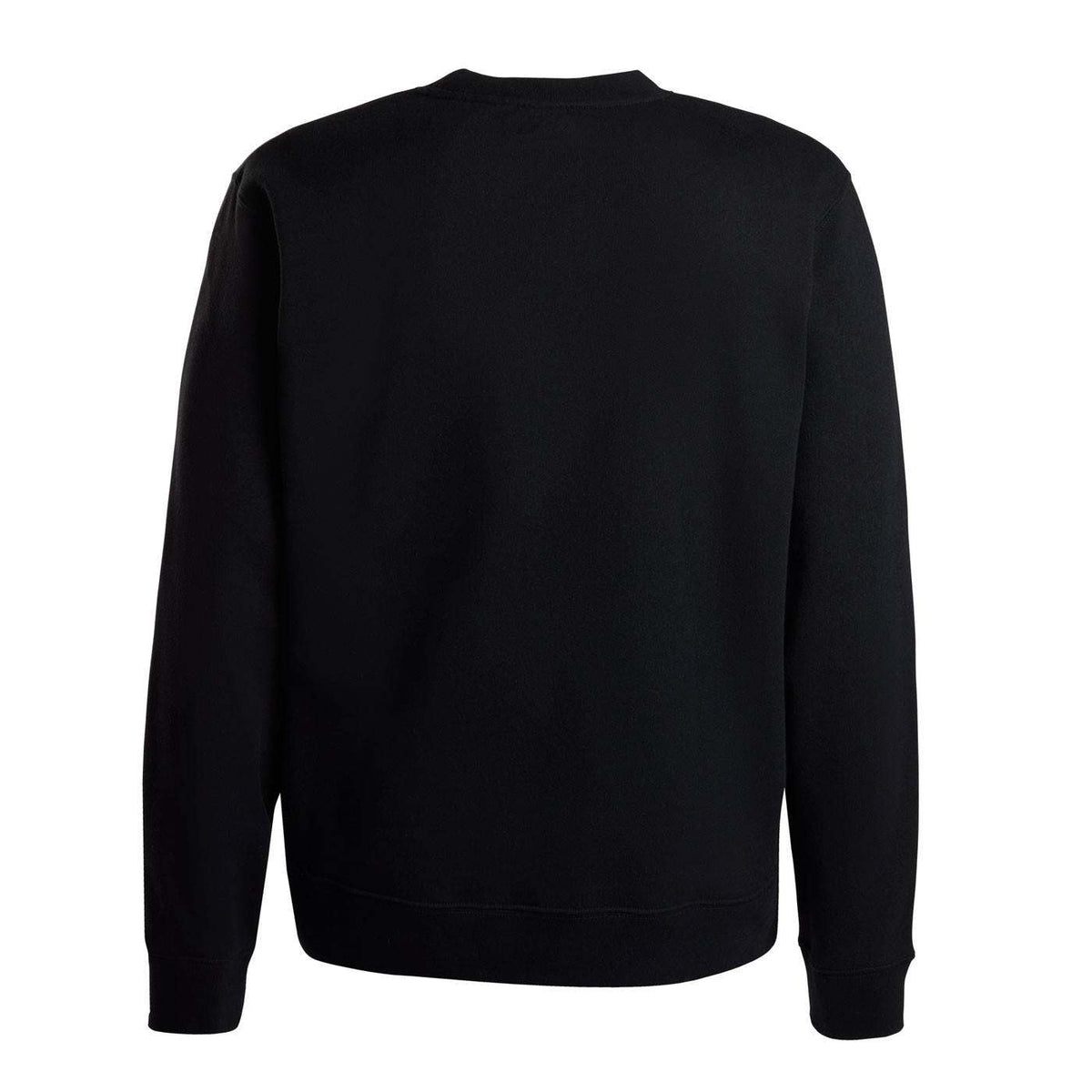 back view of a black long sleeve shirt.