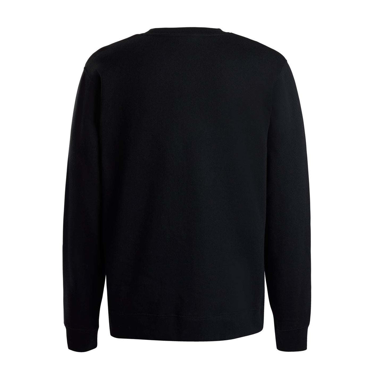 Back view of a long sleeve black shirt.