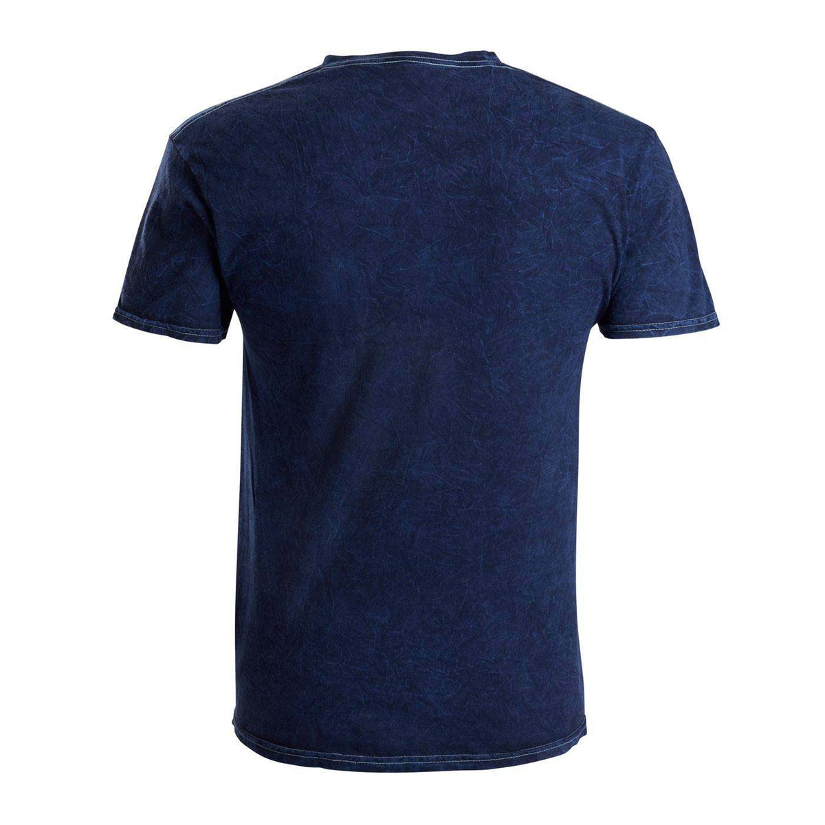 Back view of a navy blue shirt.