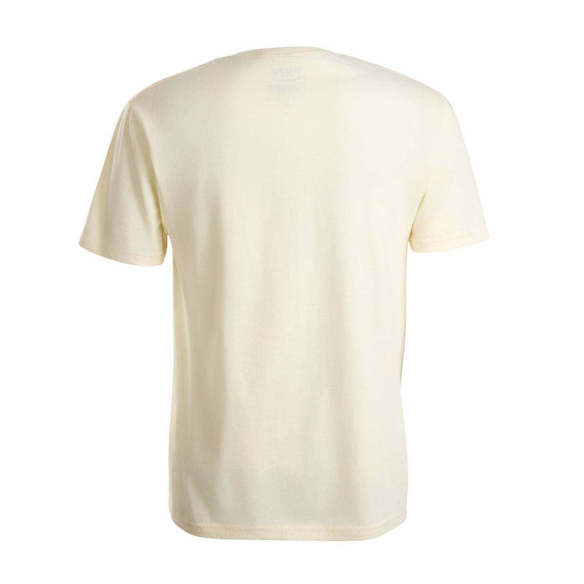 Back view of a beige shirt.