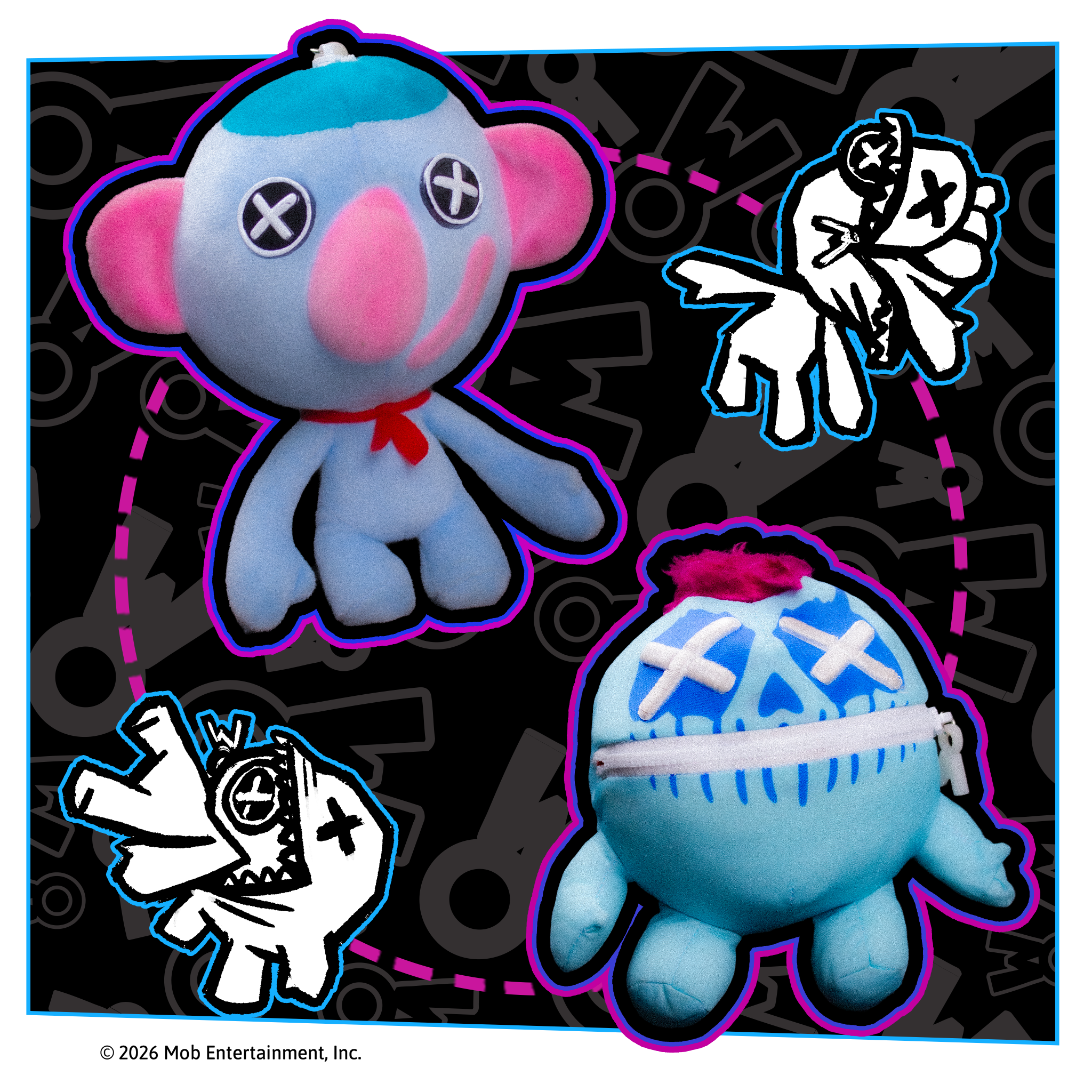 DOODLE BONES 2-in-1 Reversible 14” Plush